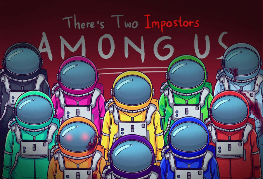 Impostor In Action In Vibrant Space - Among Us Wallpaper