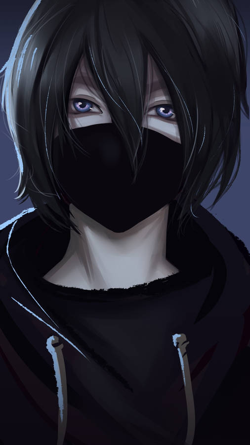 Impressive Masked Sad Boy Cartoon Art Wallpaper