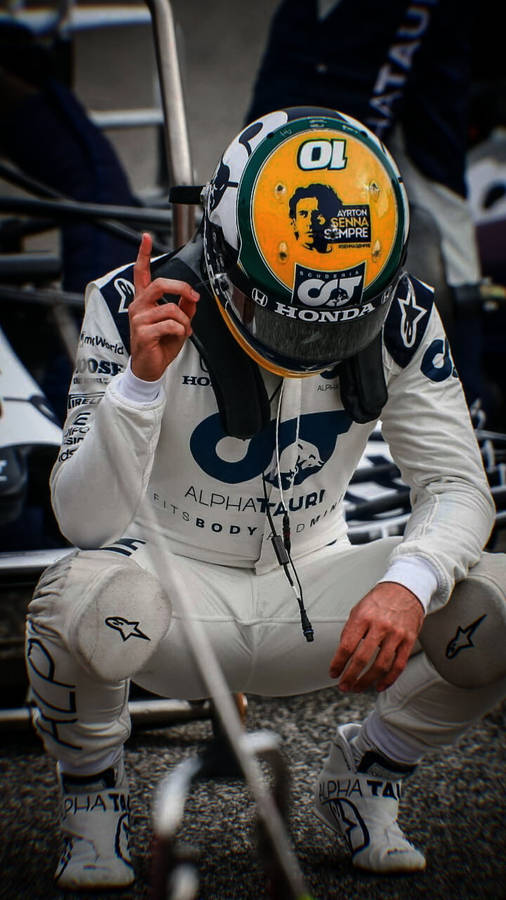 In High Spirits - Pierre Gasly Pointing Skyward. Wallpaper