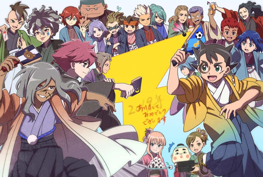 Inazuma Eleven Characters Split Background Wallpaper