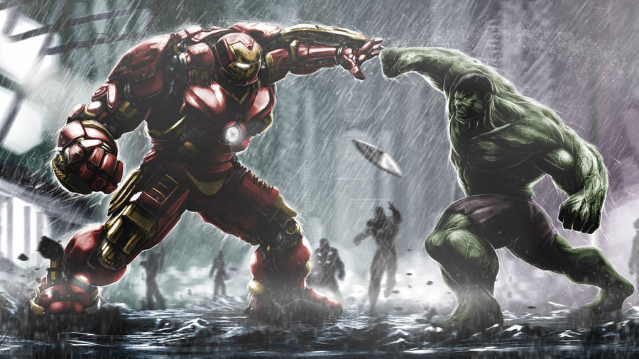 Incredible Hulk Versus Hulkbuster Wallpaper