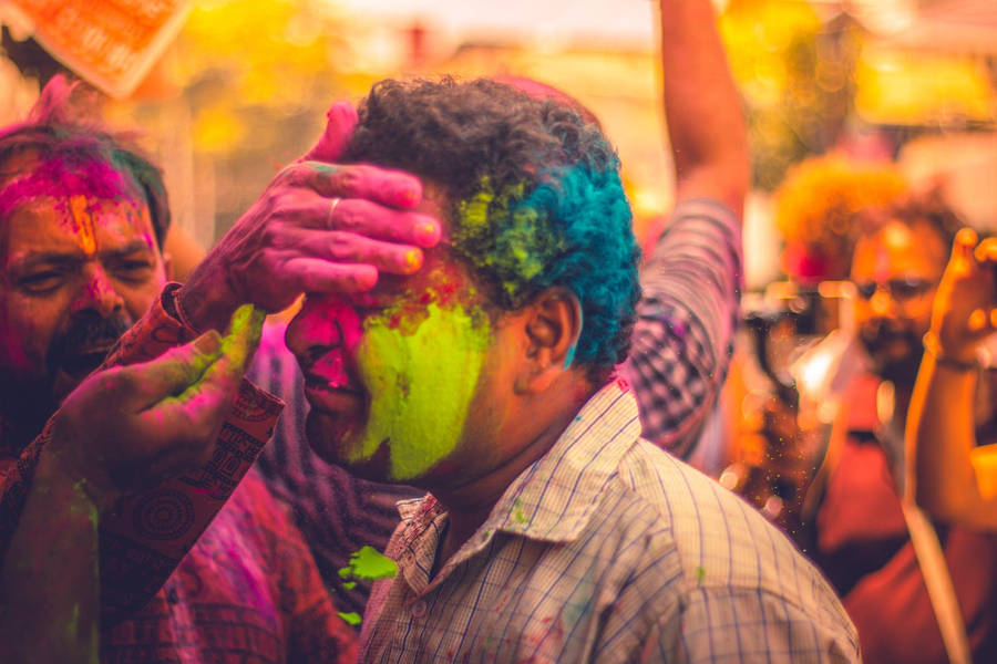 India Holi Painted Man Wallpaper