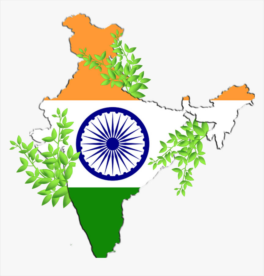 India Map With Leaves Wallpaper