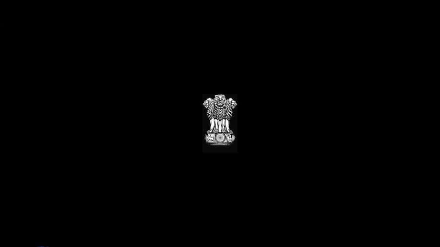 India State Emblem Black Background Wallpaper