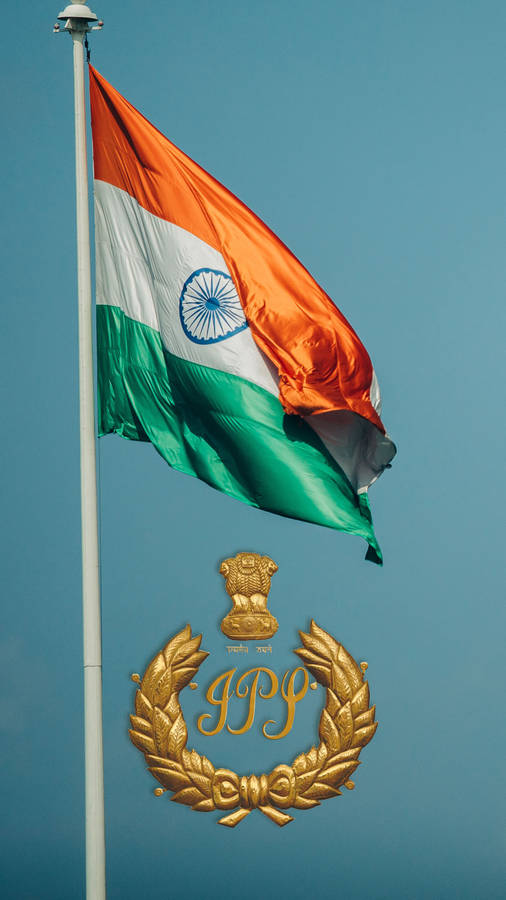 Indian Flag And Ips Logo Wallpaper