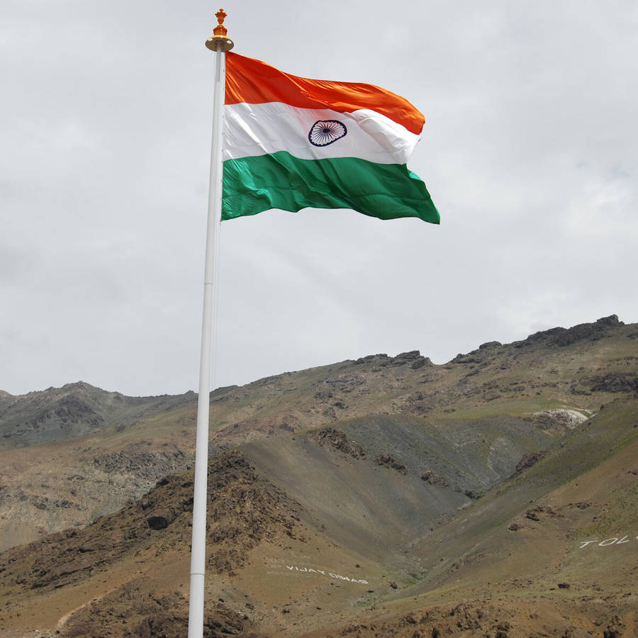 Indian Flag Beside The Mountain Wallpaper