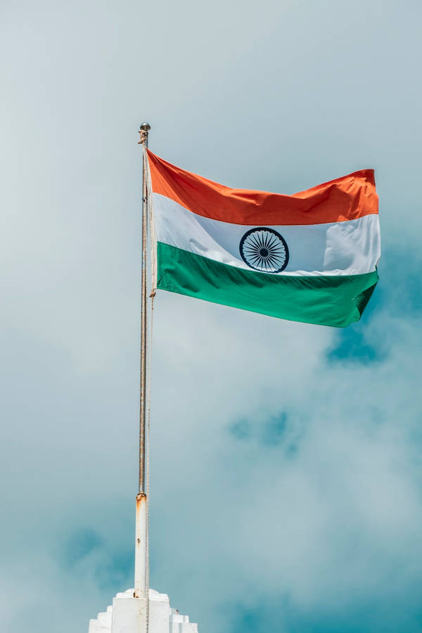 Indian Flag Hd Under White Clouds Wallpaper