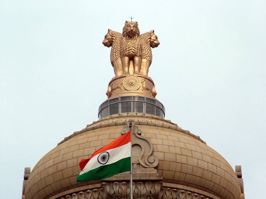 Indian Flag On A Temple Wallpaper