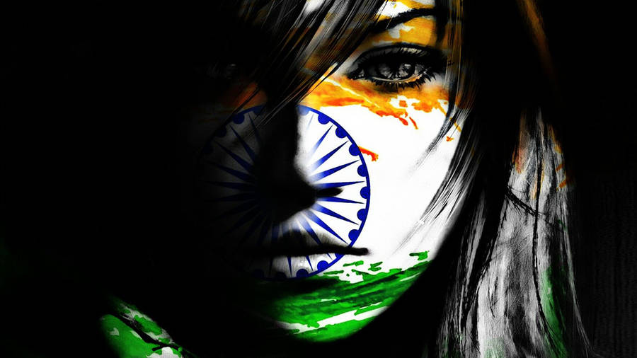 Indian Flag On Face Painting Wallpaper