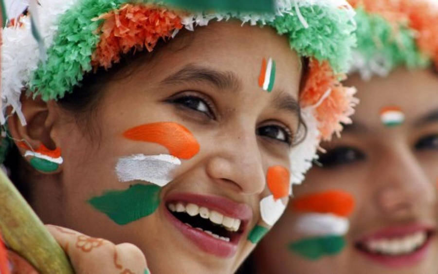 Indian Flag Painted On Face Wallpaper