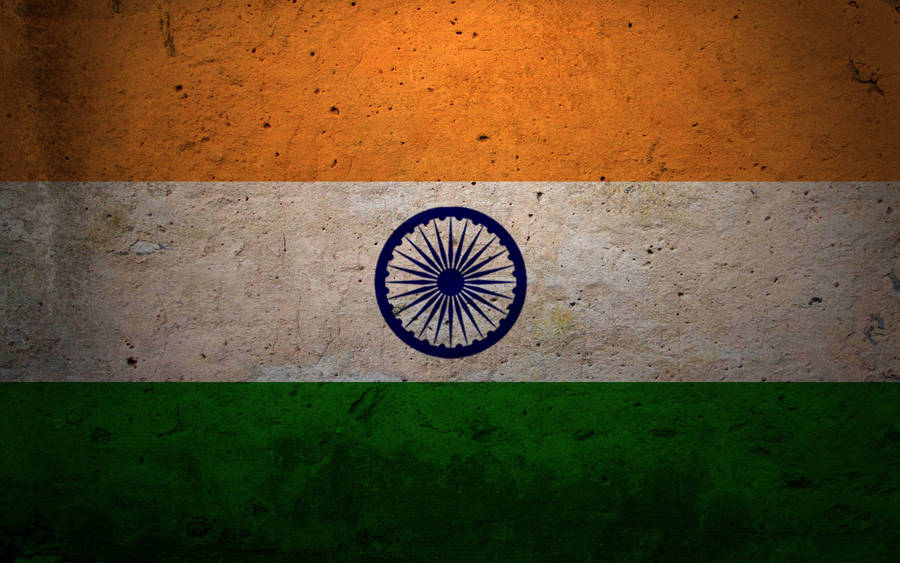 Indian Flag Painted On Wall Wallpaper