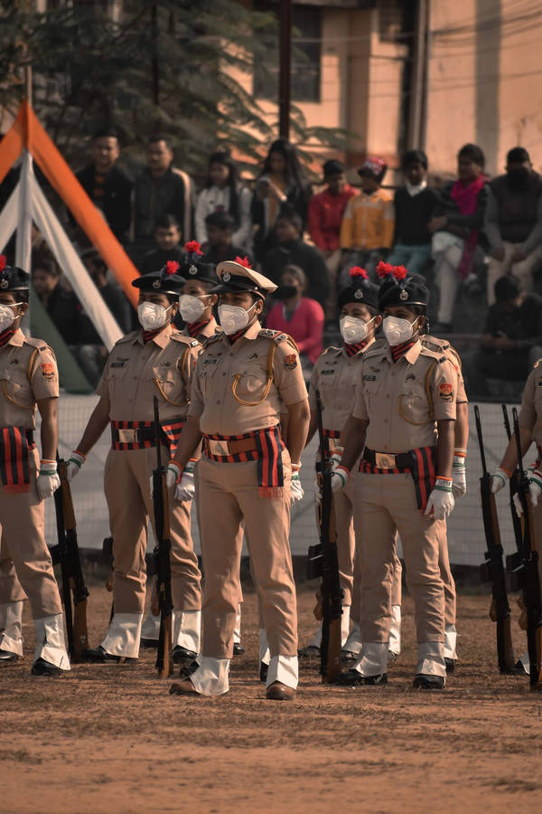 Indian Police On Attention Wallpaper