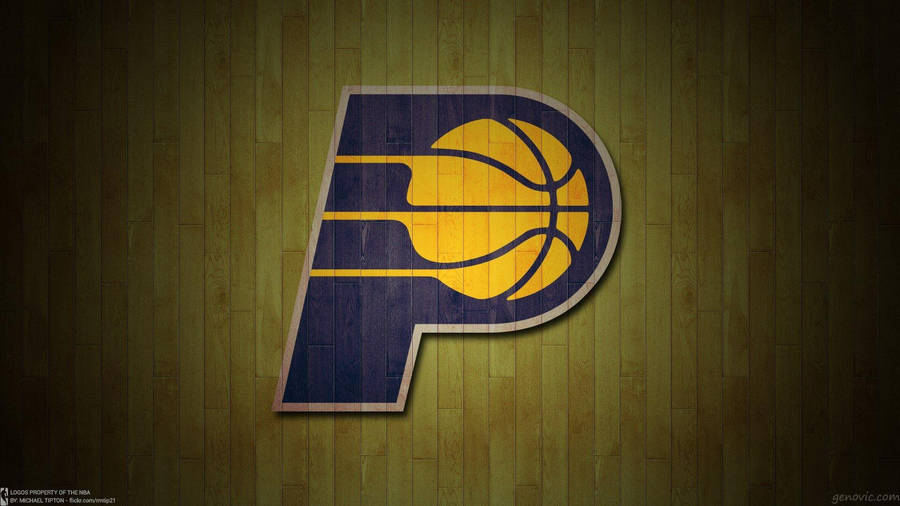 Indiana Pacers Logo On Wooden Floor Wallpaper