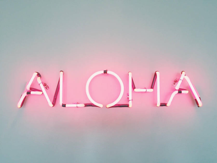 Indie Aesthetic Laptop Aloha Neon Sign Wallpaper