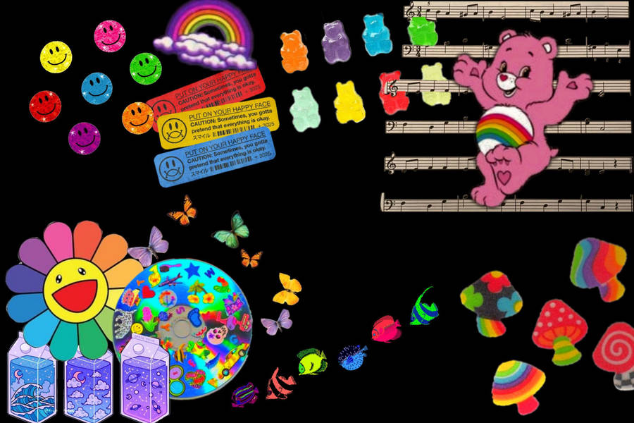 Indie Aesthetic Laptop Cartoon Collage Wallpaper