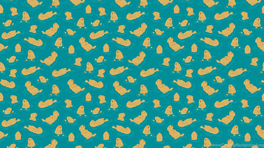 Indie Aesthetic Laptop Otter Pattern Wallpaper