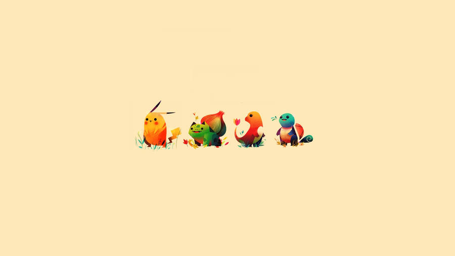 Indie Aesthetic Laptop Pokemon Gen 1 Starters Wallpaper