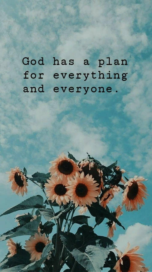 Inspirational Sunflowersand Sky Quote Wallpaper