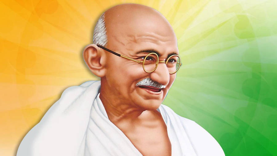 Inspiring Digital Portrait Of Mahatma Gandhi Wallpaper