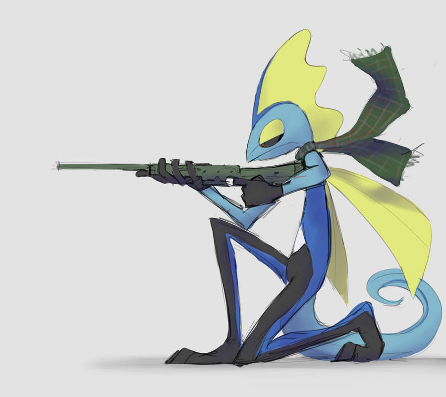 Inteleon Holding A Sniper Gun Wallpaper