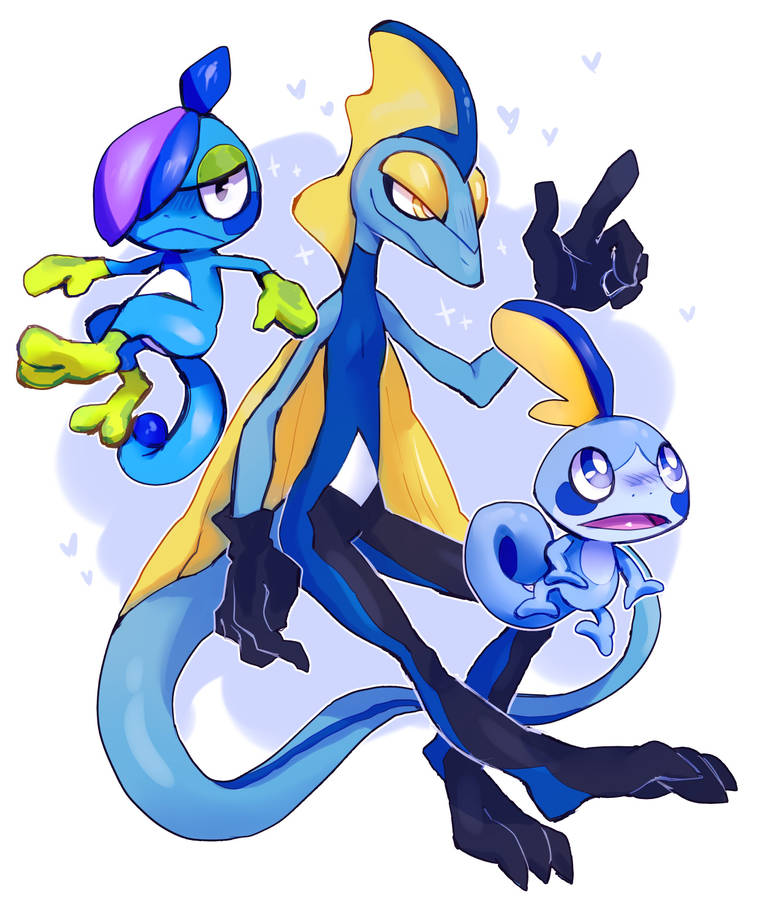 Inteleon With Sobble And Drizzel Wallpaper