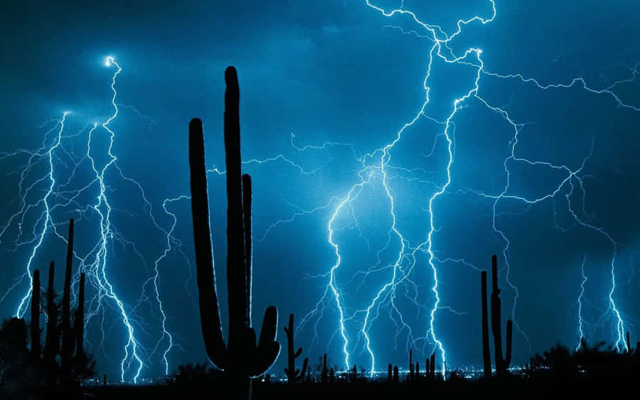 Intense Blue Lightning Unleashing Its Force Wallpaper