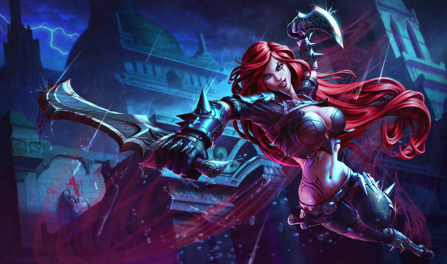 Intense Katarina Action In 4k Gaming Wallpaper