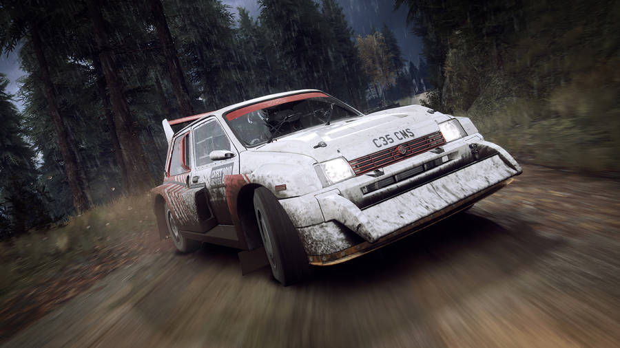 Intense Racing Action With Dirt Rally's Mg Metro 6r4 Wallpaper