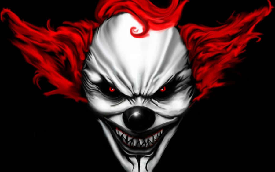 Intense Red Haired Scary Clown Wallpaper