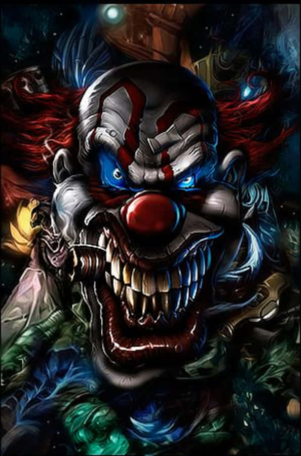 Intense Scary Clown Artwork Wallpaper