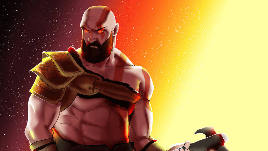 Intimidating Kratos Digital Art Wallpaper