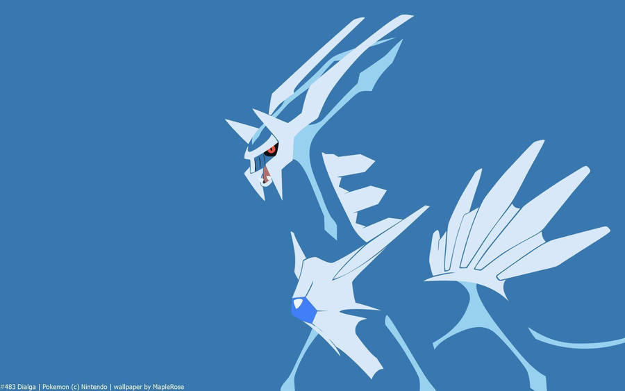 Intimidating Yet Awe-inspiring, Dialga Stands Proud In A Deep Blue Color. Wallpaper