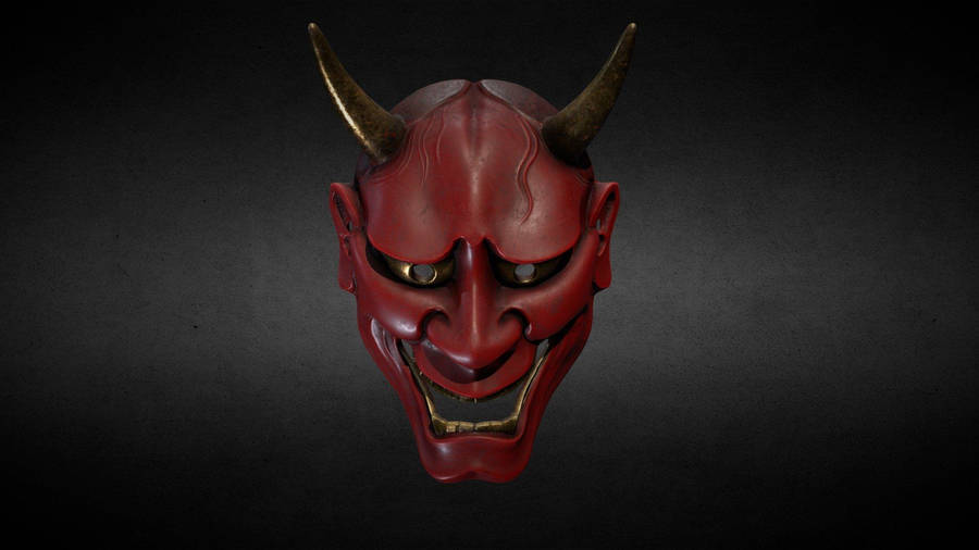 Intriguing Red Oni Mask - Symbol Of Japanese Mythology Wallpaper