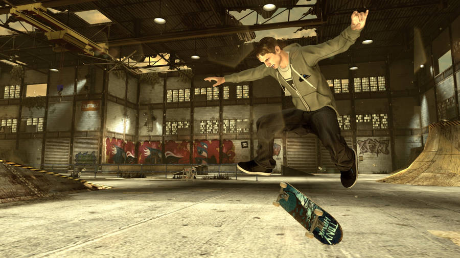 Ipad Pro Tony Hawk In Abandoned Skate Rink Wallpaper