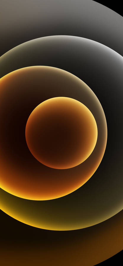 Iphone 12 Stock Dark Yellow Circles Wallpaper