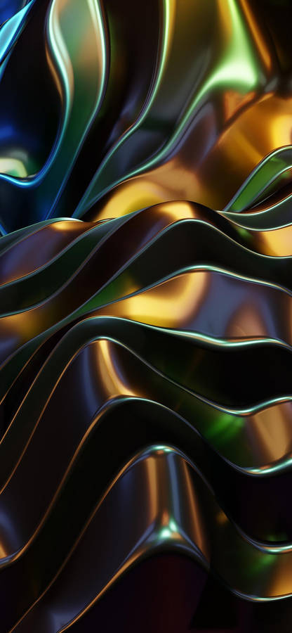 Iphone 14 Pro 3d Gold Green Metal Wallpaper