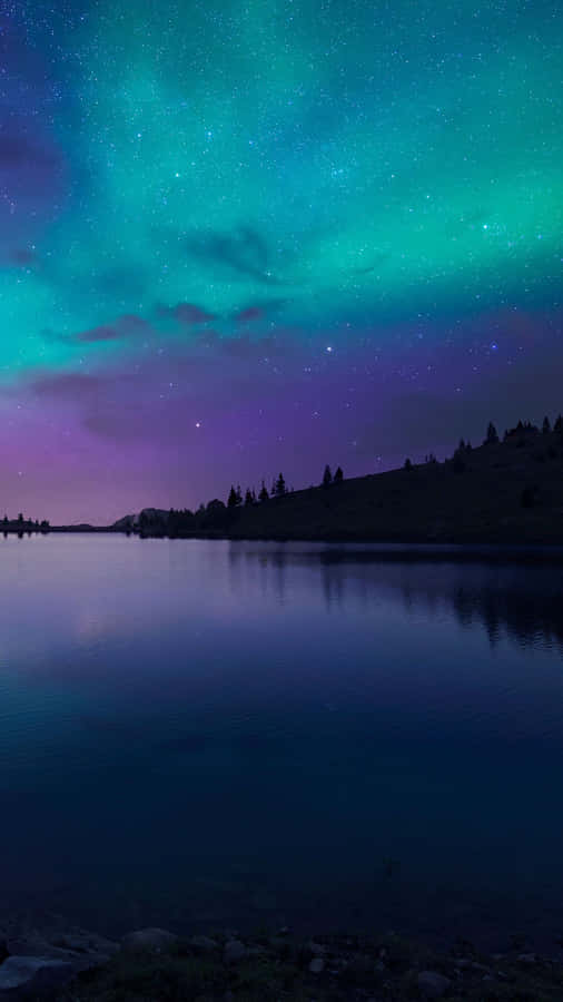 Iphone 6s Default Night Sky Lake Wallpaper