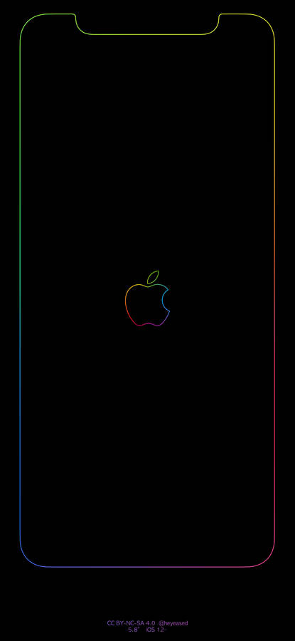 Iphone Apple Simple Rainbow Black Wallpaper