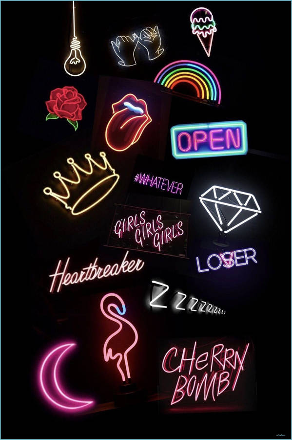 Iphone Baddie Neon Light Logos Wallpaper