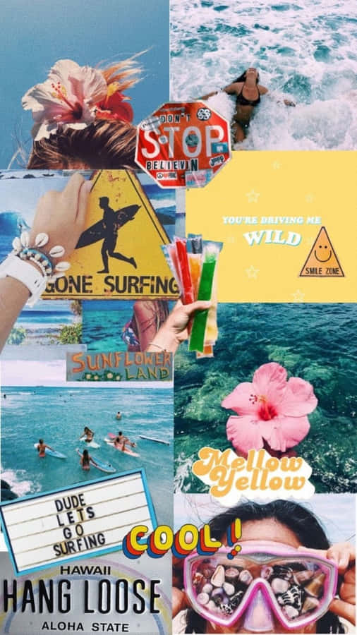 Iphone Collage Of Friends At The Beach Wallpaper