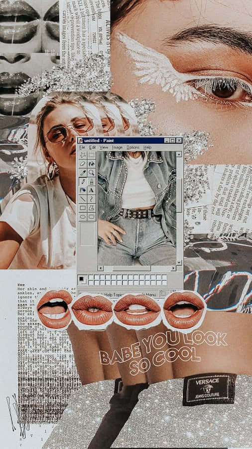 Iphone Collage With Women Lips And Face Wallpaper