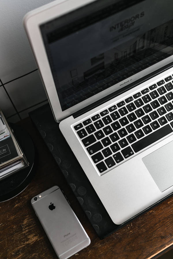 Iphone Desk With Silver Macbook Wallpaper