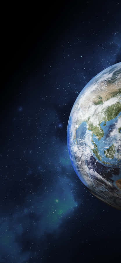 Iphone Half Earth In Dark Blue Galaxy Wallpaper