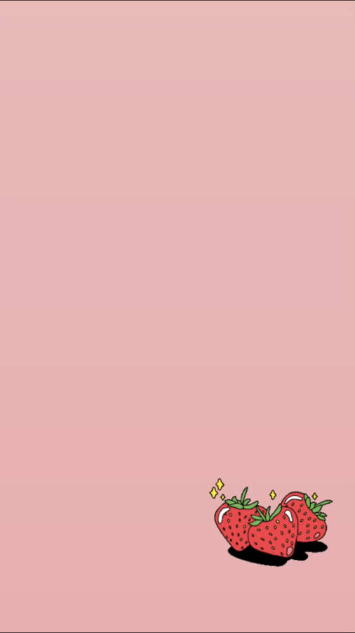 Iphone Pink Aesthetic Strawberries Wallpaper