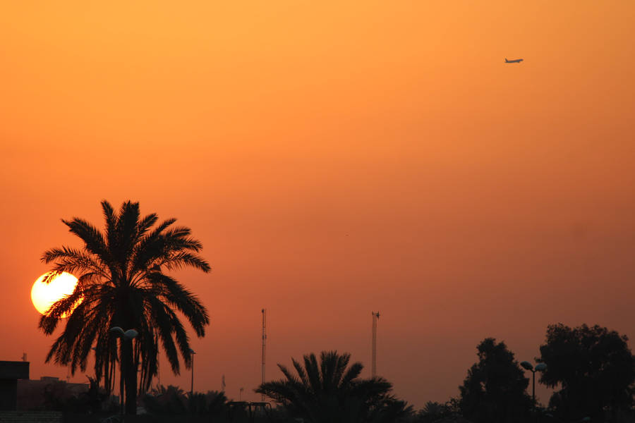 Iraq Sunset Sky Silhouette Wallpaper