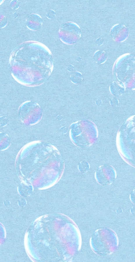 Iridescent Soap Bubbles Blue Background Wallpaper