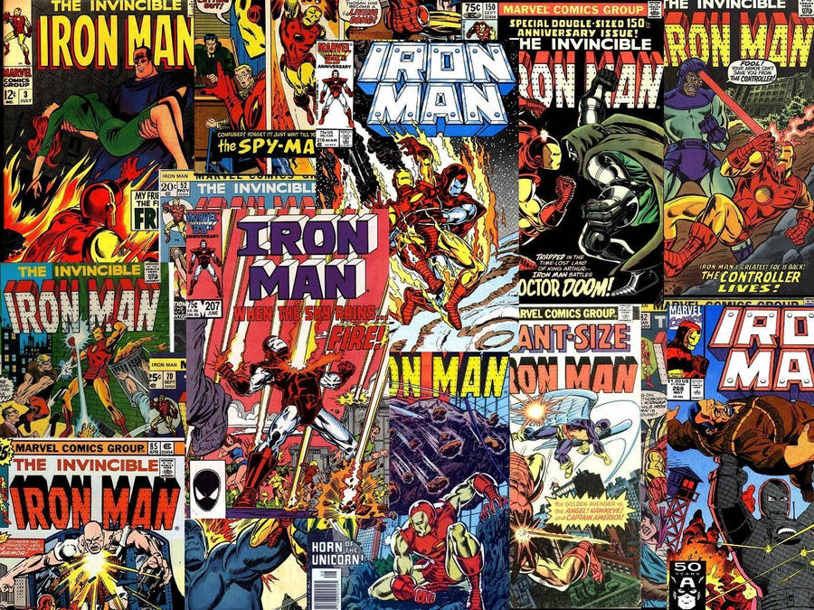 Iron Man Comic Book Cover Montage Wallpaper