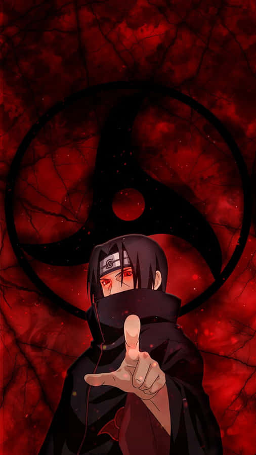 Itachi Mangekyou Sharingan Pointing Glowing Eyes Wallpaper