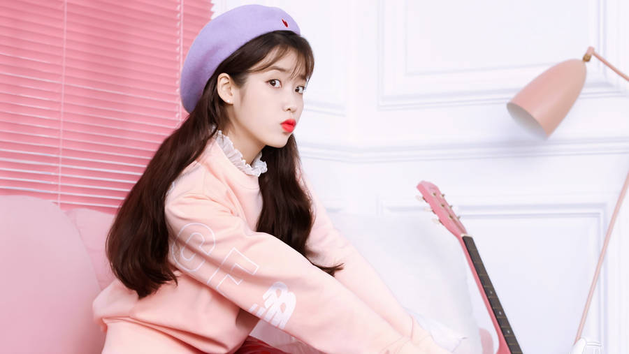 Iu In Pastel Pink Wallpaper