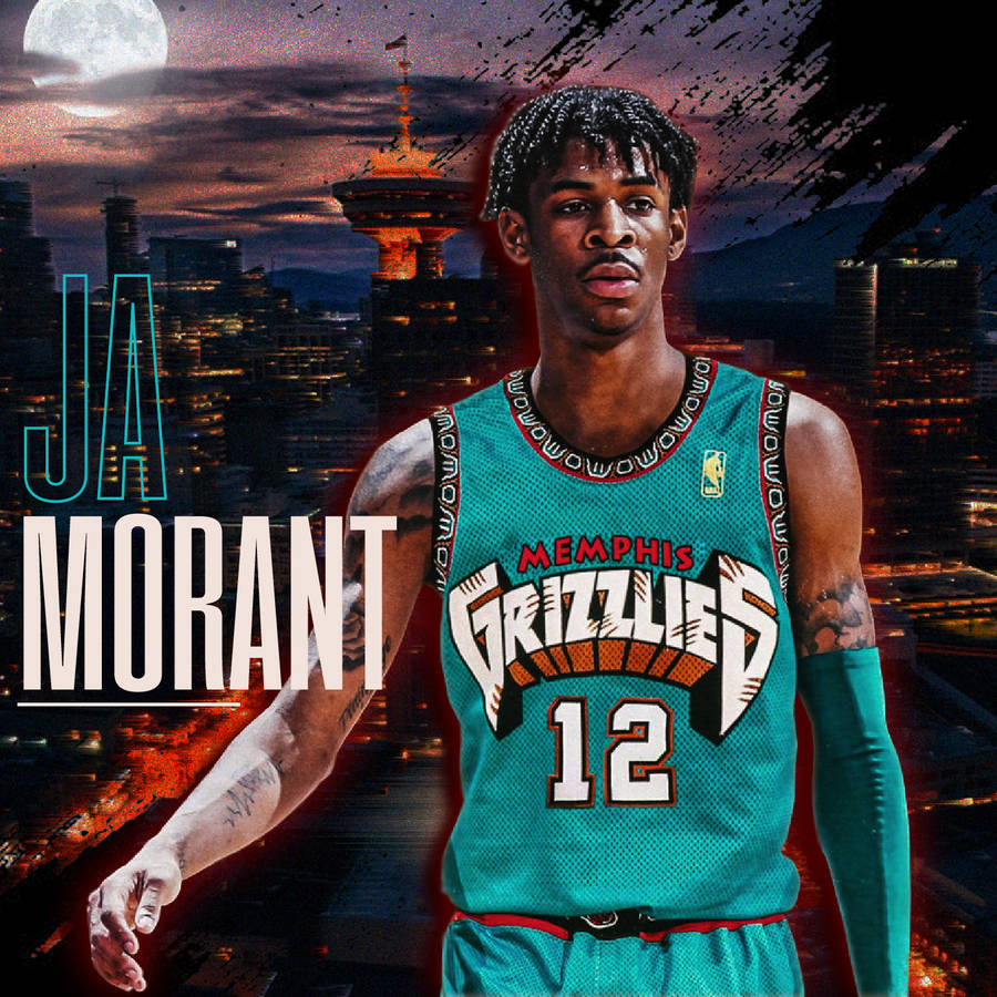 Ja Morant Cityscape Poster Wallpaper